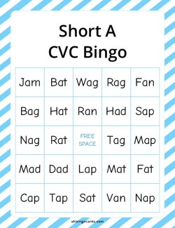 Short A CVC Bingo