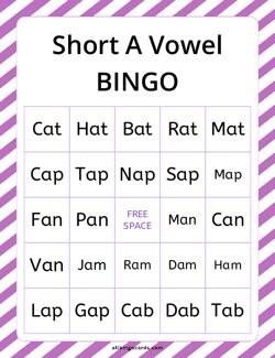 Short Vowel A Bingo