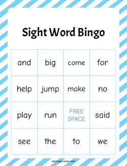 Grade 1 Sight Word Bingo