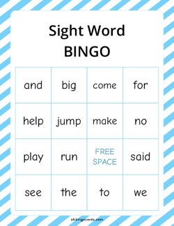 Grade 1 Sight Word Bingo