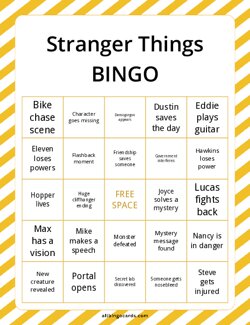 Stranger Things Bingo