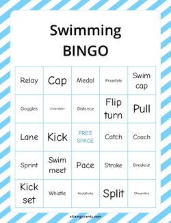 Swimming Bingo