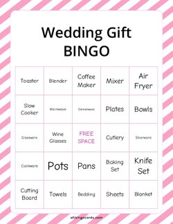 Wedding Gift Bingo