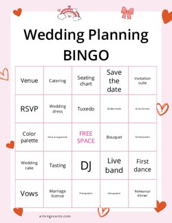 Wedding Planning Bingo