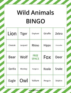 Wild Animals Bingo