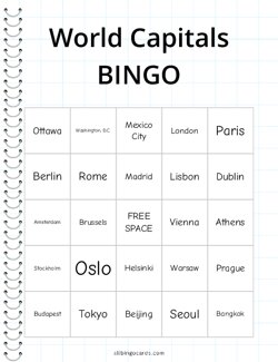 World Capitals Bingo