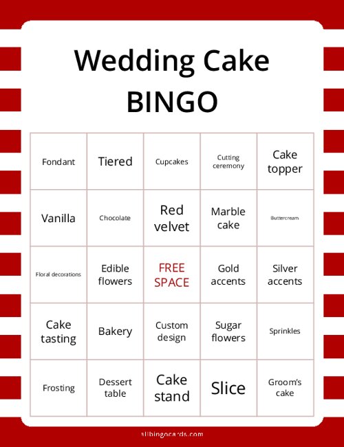 Wedding Cake Bingo