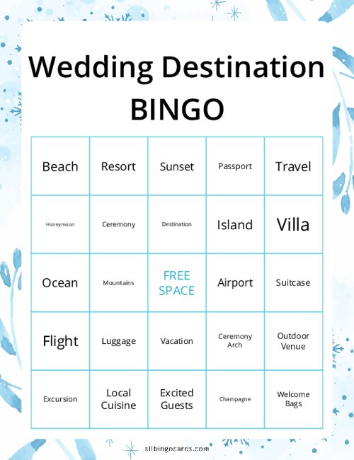 Wedding Destination Bingo