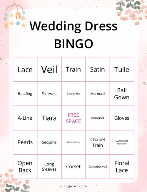 Wedding Dress Bingo