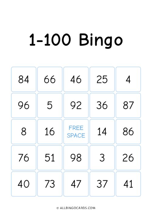 1-100 Bingo