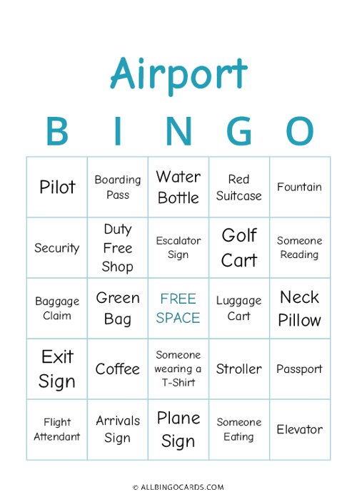 Airport Bingo