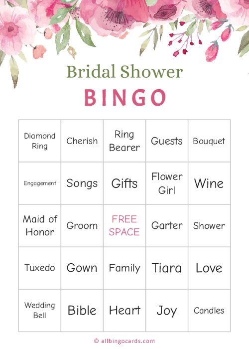 Floral Bridal Shower Bingo