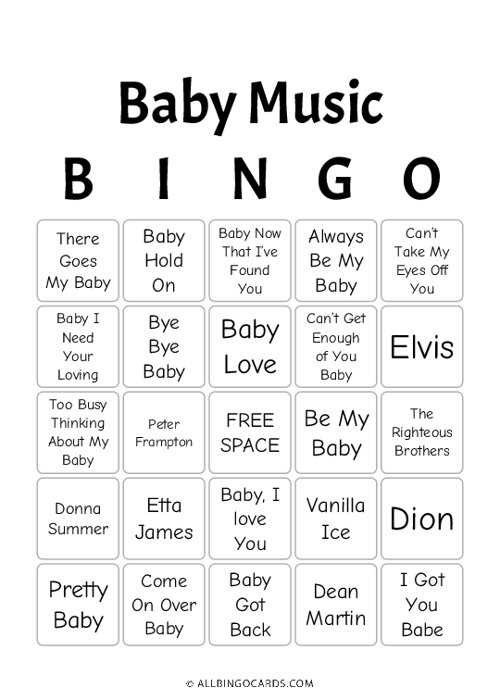 Baby Music Bingo