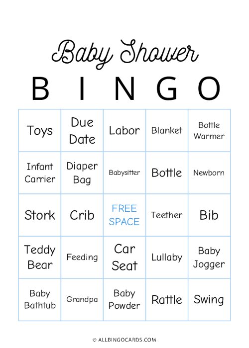 Minimalist Baby Shower Bingo