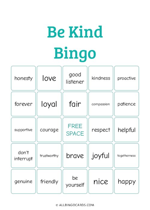Be Kind Bingo