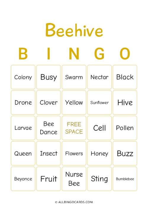 Beehive Bingo