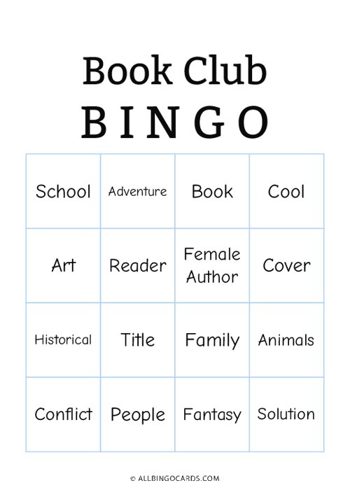 Book Club Bingo