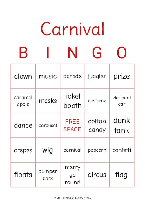 Carnival Bingo