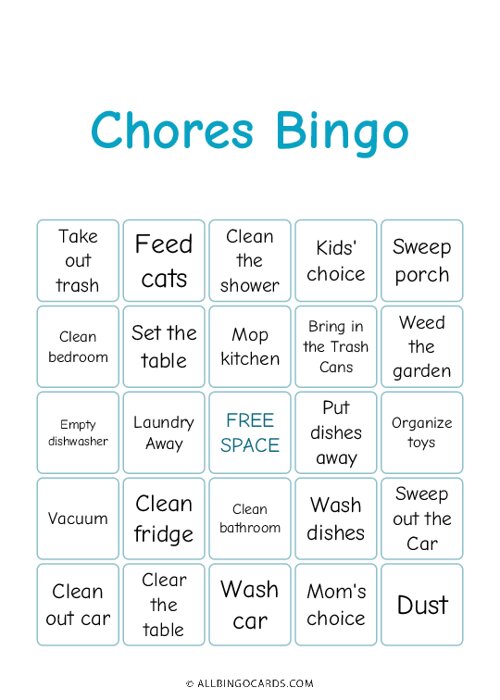 Chores Bingo