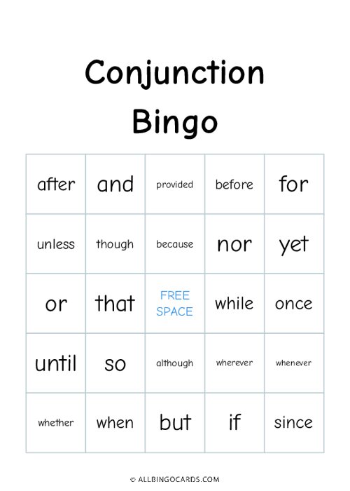 Conjunction Bingo