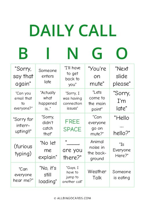 Daily Call Bingo
