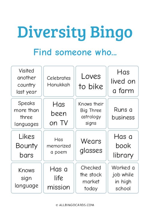 Diversity Bingo