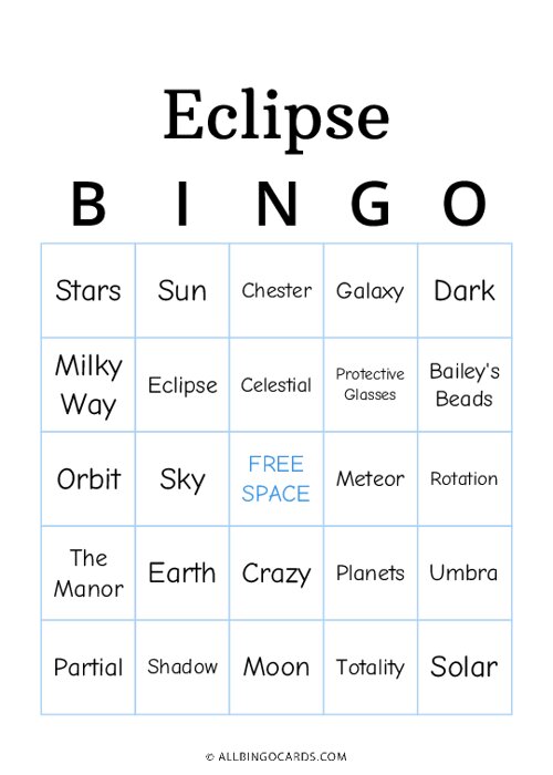 Eclipse Bingo
