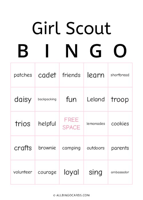 Girl Scout Bingo