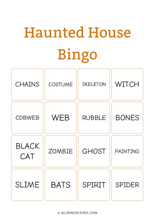 Haunted House Bingo