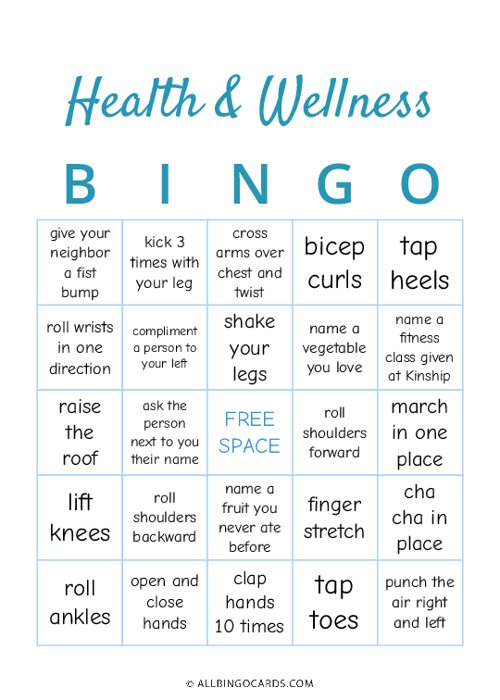 Health & Wellness Bingo