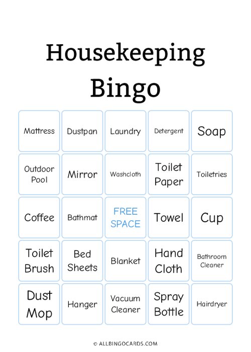 Housekeeping Bingo