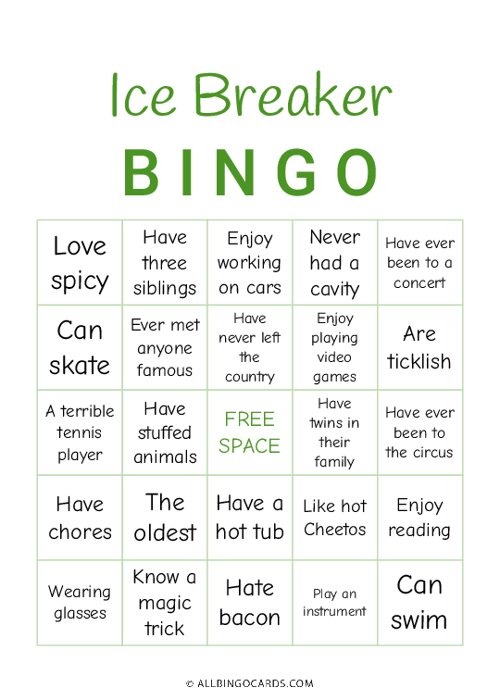 Ice Breaker Bingo