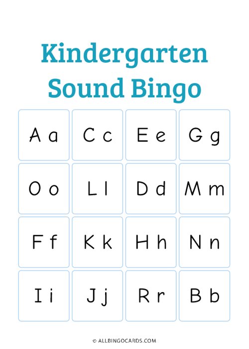 Kindergarten Sound Bingo