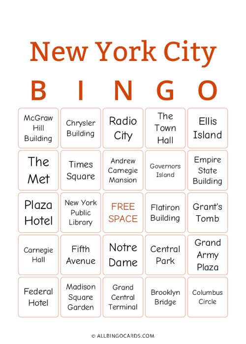 New York City Bingo