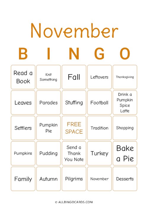 November Bingo
