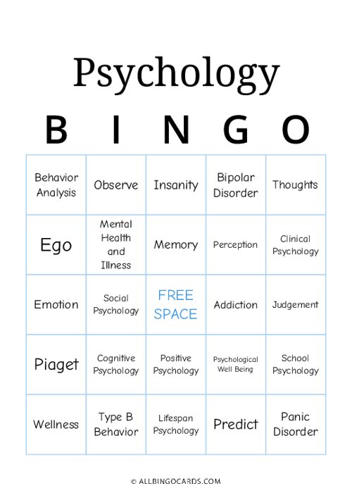 Psychology Bingo