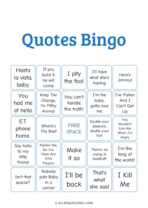 Quotes Bingo