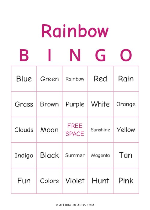 Rainbow Bingo
