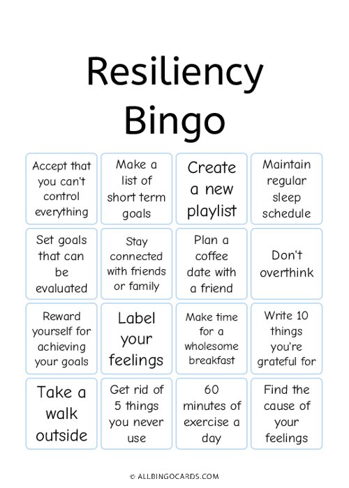 Resiliency Bingo