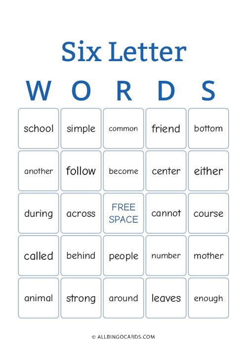 Six Letter Words