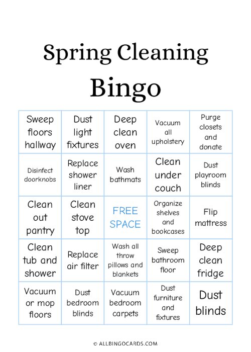 Spring Cleaning Bingo