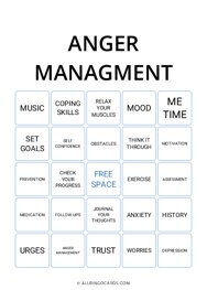 Anger Management Bingo