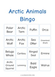 Arctic Animals Bingo