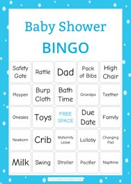 Blue Baby Shower Bingo