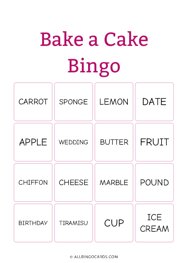 Bake a Cake Bingo