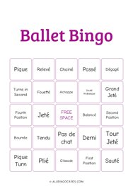 Ballet Bingo