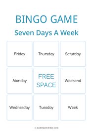 Seven Days A Week Bingo