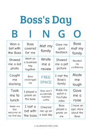 Boss Day Bingo