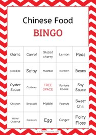 Chinese Food Bingo