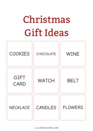 Christmas Gift Ideas Bingo